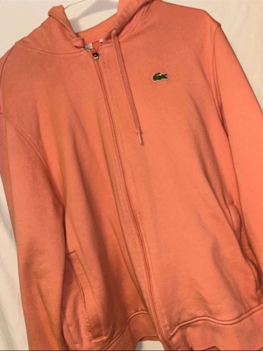 Lacoste Men's Zip-Up Hoodie in Coral Peach